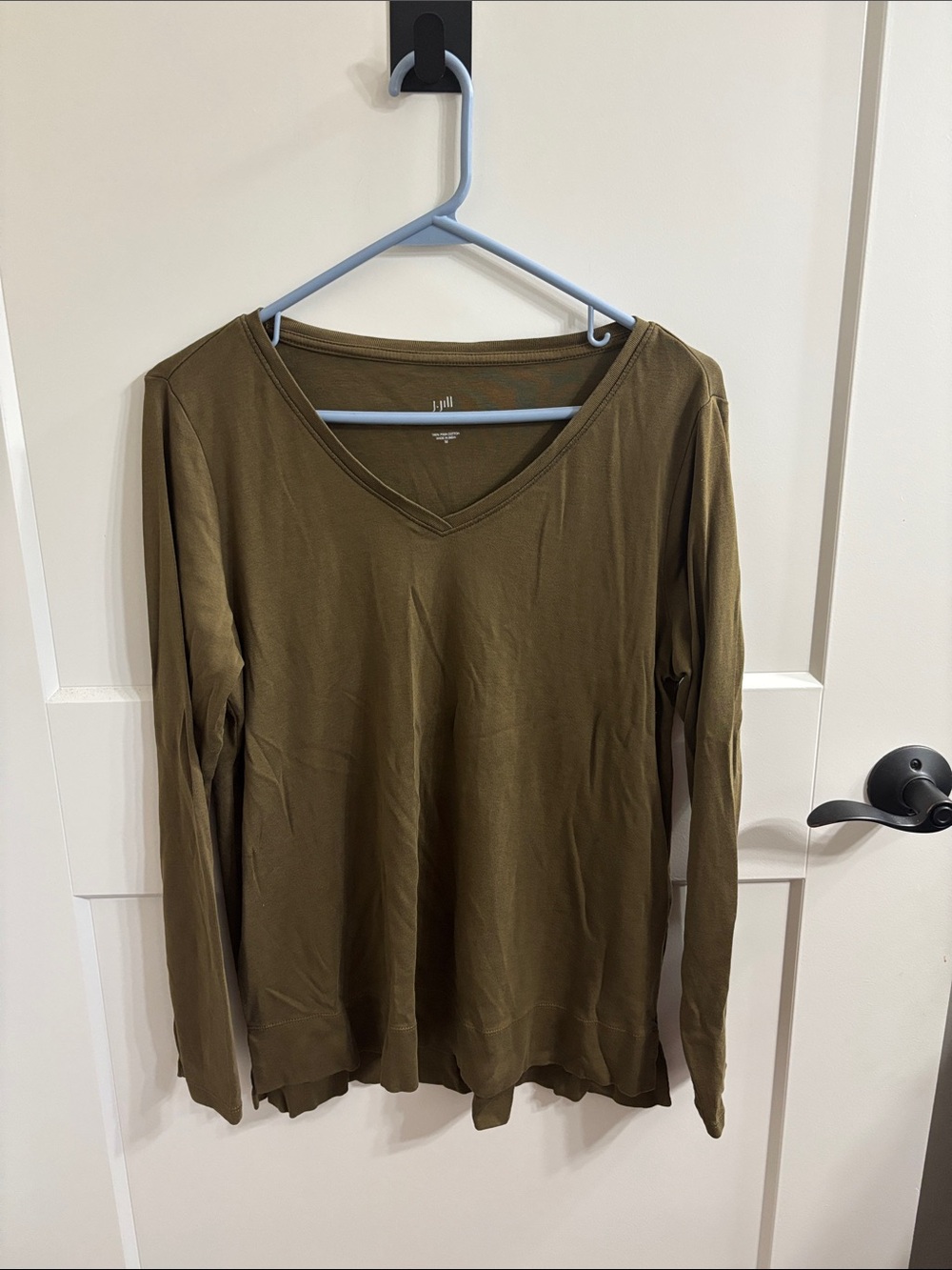 J. Jill Olive Green V-Neck Long Sleeve Top